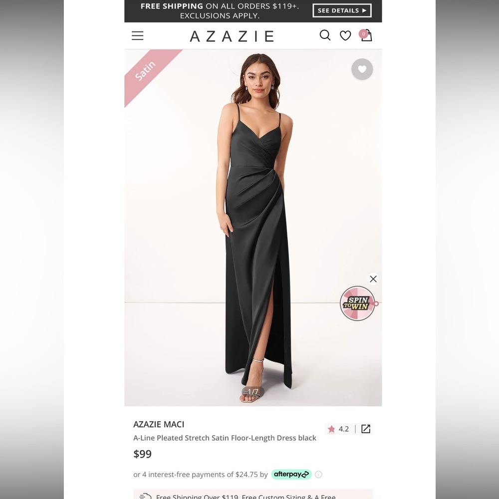 No longer needed. Worn once Azazie bridesmaid dress.